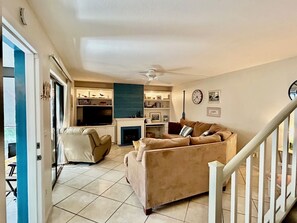 TV, DVD player, books