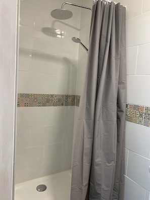 Shower, bidet, towels, soap