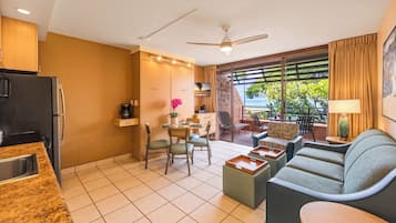 Classic Condo, 1 Bedroom, Lanai, Partial Ocean View | Living room | 36-inch LCD TV with cable channels