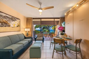 Classic Condo, 1 Bedroom, Lanai, Ocean View | Living area | 36-inch LCD TV with cable channels - Kuleana Club - 511 (Lahaina)