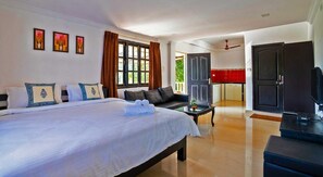 Estúdio, vista para o jardim | Roupas de cama premium, cortinas blackout, quartos à prova de som