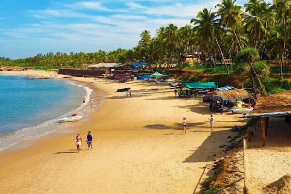 On the beach, white sand