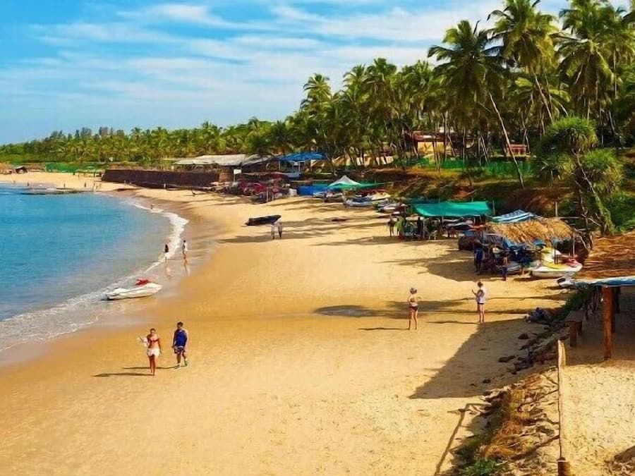 On the beach, white sand