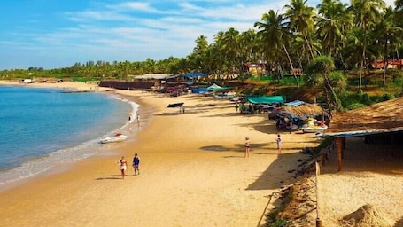 On the beach, white sand