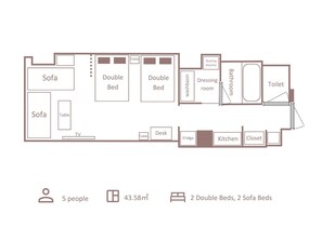 Superior 4 Beds River view | In-room safe, free WiFi, bed sheets - Minn Kawaramachi Gojo Riverside (Kyoto)