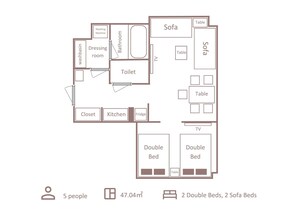 Superior Suite 1 Bedroom with 4 Beds | In-room safe, free WiFi, bed sheets - Minn Kawaramachi Gojo Riverside (Kyoto)