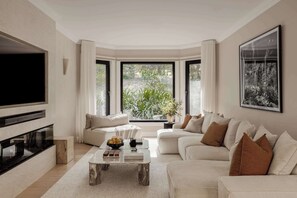 TV, fireplace, offices