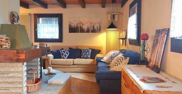 TV, fireplace