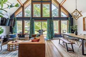 TV, fireplace, table football