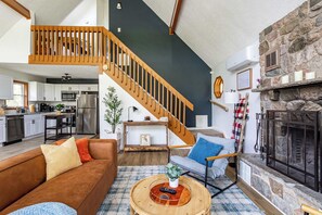 TV, fireplace, foosball