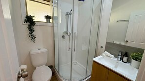 Ducha, secador de pelo y toallas