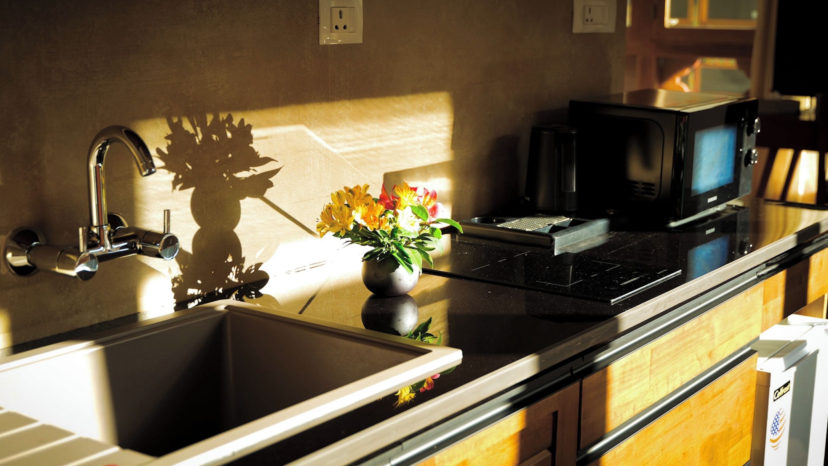 Frigobar, microondas, horno, placa de cocina