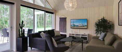 TV, fireplace, table football, ping pong