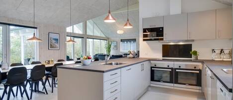 Fridge, dishwasher, coffee/tea maker, electric kettle