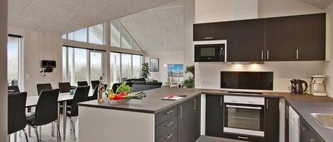 Fridge, dishwasher, coffee/tea maker, electric kettle