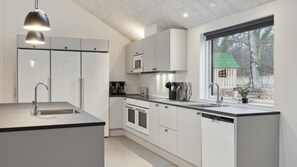 Fridge, oven, stovetop, coffee/tea maker