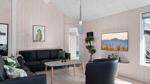 TV, fireplace, table football, ping pong
