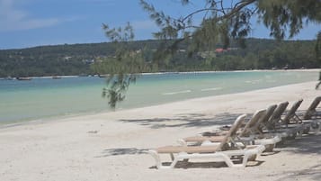 On the beach, white sand, beach bar