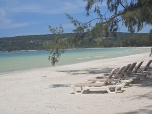 On the beach, white sand, beach bar