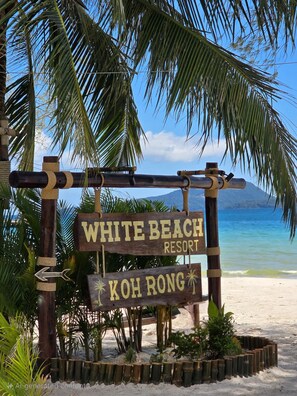 On the beach, white sand, beach bar
