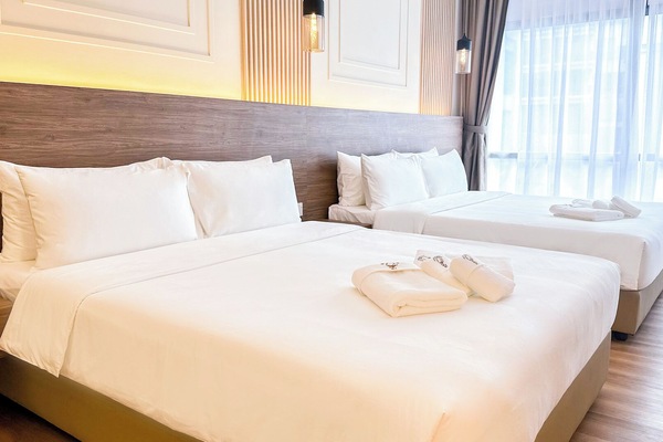 Familiekamer, 2 queensize bedden | Een kluis op de kamer, gratis wifi