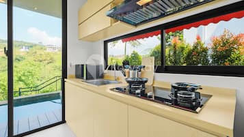 Villa, 4 Bedrooms, Mountain View | Private kitchen | Full-sized fridge, microwave, stovetop, rice cooker