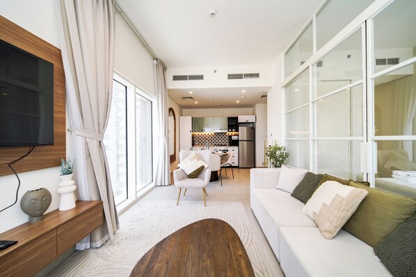 Living room - PVH - 2BR Golfville Dubai Hills (Dubai)