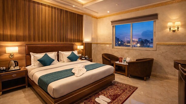 Executive Double Room, City View | Egyptian cotton sheets, premium bedding, down comforters - The Elevate Hotel (New Delhi)
