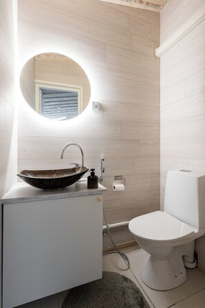 Studio Standard, 1 grand lit, vue lac, en bord de lac | Salle de bain | Douche, sèche-cheveux, serviettes fournies, papier toilette