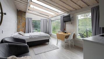 Standard-studio, 1 keskisuuri parisänky, järvinäköala, järven rannalla | Pimennysverhot, ilmainen Wi-Fi