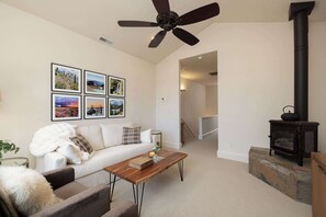 TV, fireplace, offices
