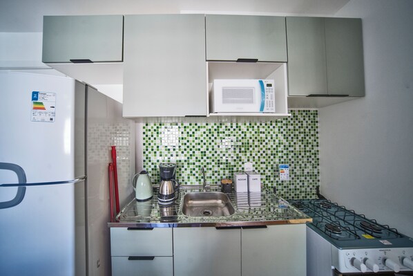 Comfort Apartment, City View | Private kitchen | Coffee/tea maker