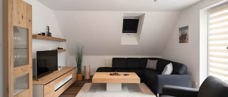 Fernseher, DVD-Player, Tischtennisplatte, Stereoanlage