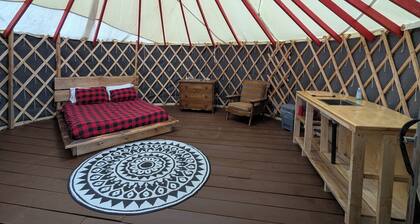 Pondside Yurt Stay on a Heritage Farm with Trails, Sauna & Scenic Views