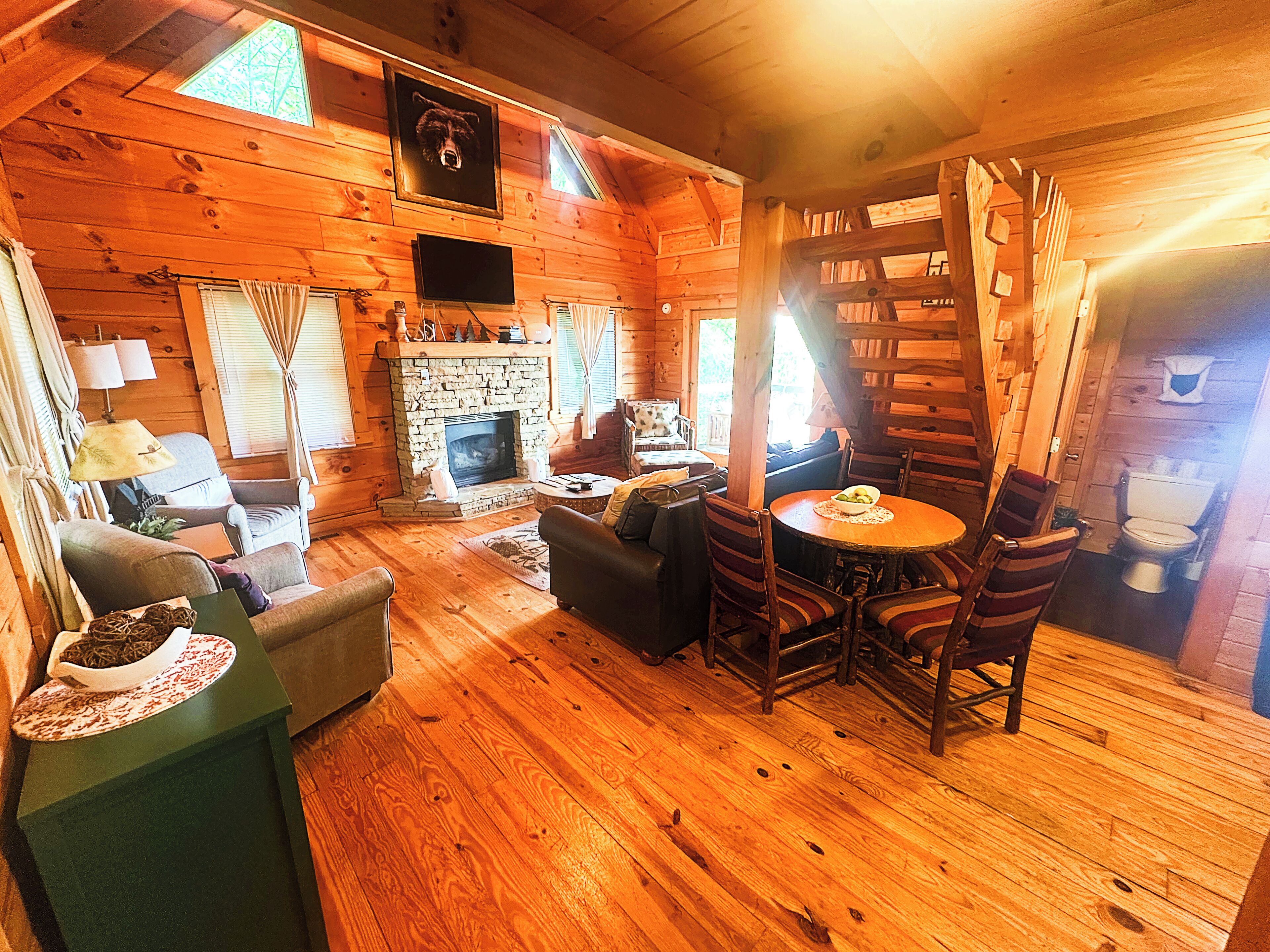 Smart TV, fireplace, video games, foosball