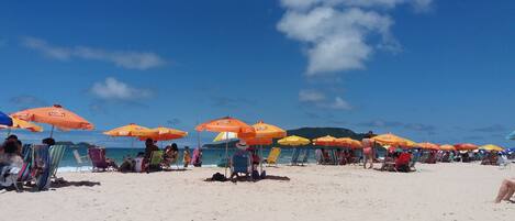 Plage à proximité, chaises longues, serviettes de plage