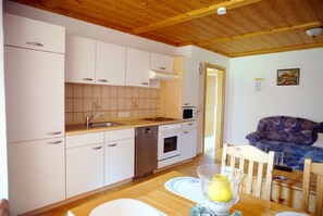 Fridge, microwave, dishwasher, coffee/tea maker