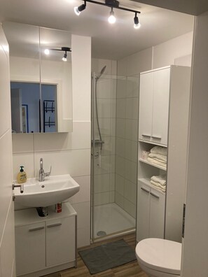 Dusche, Handtücher, Toilettenpapier