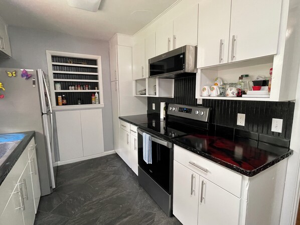 Kühlschrank, Mikrowelle, Ofen, Herdplatte