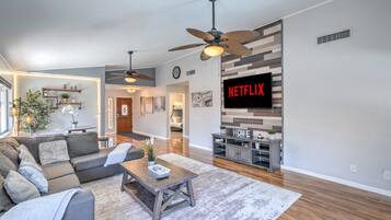 Smart TV, fireplace, video games