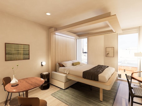 Laptop workspace, free WiFi, bed sheets