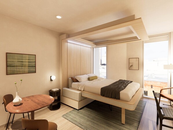 Espacio para trabajar con laptop, wifi gratis y ropa de cama 