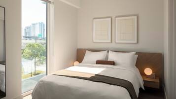 Laptop workspace, free WiFi, bed sheets