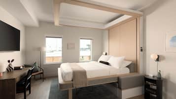 Laptop workspace, free WiFi, bed sheets