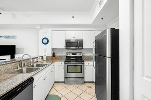 Fridge, microwave, oven, dishwasher