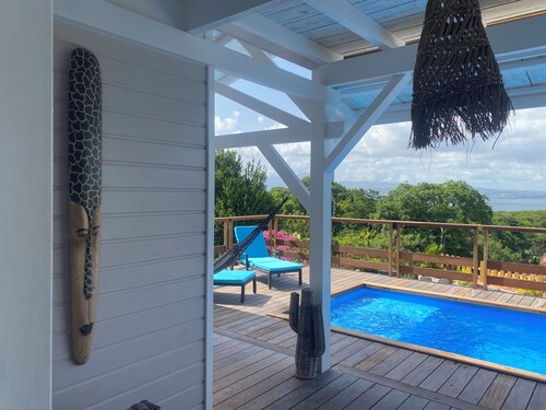 Les Trois Ilets : Large wooden villa with pool and sea view 4 bedrooms 4 bathrooms.