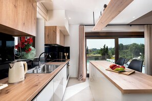 Kühlschrank, Herdplatte, Toaster, Kochgeschirr/Geschirr/Besteck