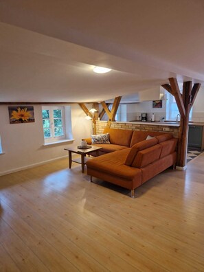 Smart TV, fireplace - "Spacious, cozy vacation apartment in the Lehnenhof" rural, not far from the Baltic Sea (Biendorf)