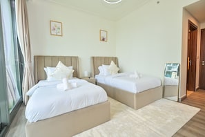 2 bedrooms, in-room safe, iron/ironing board, travel cot