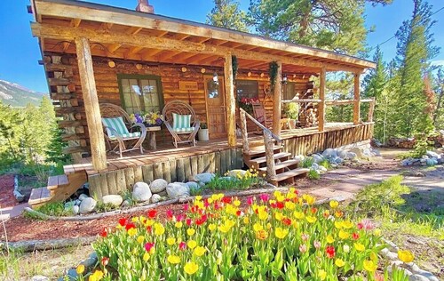 Rustic Log Cabin near National Park with Hot Tub & Mountain Views